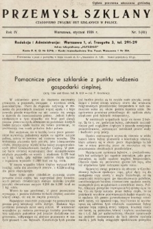 Przemysł Szklany : czasopismo Związku Hut Szklanych w Polsce. 1938, nr 1