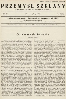 Przemysł Szklany : czasopismo Związku Hut Szklanych w Polsce. 1938, nr 2