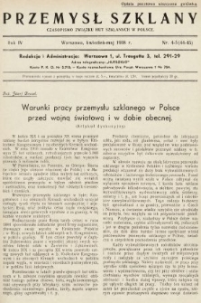 Przemysł Szklany : czasopismo Związku Hut Szklanych w Polsce. 1938, nr 4-5
