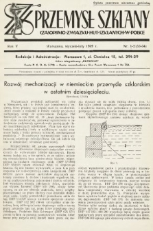Przemysł Szklany : czasopismo Związku Hut Szklanych w Polsce. 1939, nr 1