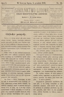 Szkolnictwo Ludowe : organ nauczycielstwa ludowego. 1891, nr 23