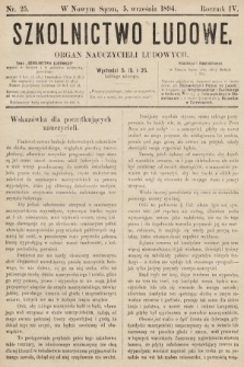 Szkolnictwo Ludowe : organ nauczycieli ludowych. 1894, nr 25