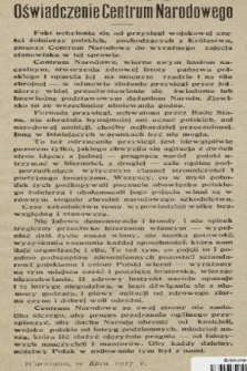 Oświadczenie Centrum Narodowego : Warszawa, w lipcu 1917 r.