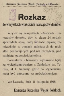 Rozkaz do wszystkich właścicieli i zarządców domów