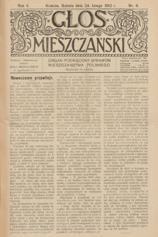 Glos Mieszczański : organ poświęcony sprawom mieszczaństwa polskiego. R. 2, 1912, nr 8
