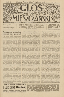 Glos Mieszczański : organ poświęcony sprawom mieszczaństwa polskiego. R. 2, 1912, nr 15