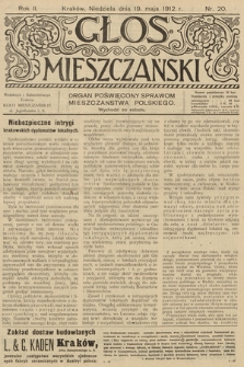 Glos Mieszczański : organ poświęcony sprawom mieszczaństwa polskiego. R. 2, 1912, nr 20