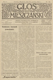 Glos Mieszczański : organ poświęcony sprawom mieszczaństwa polskiego. R. 2, 1912, nr 50