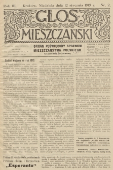 Glos Mieszczański : organ poświęcony sprawom mieszczaństwa polskiego. R. 3, 1913, nr 2