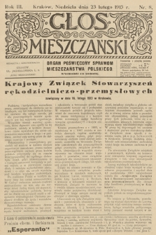 Glos Mieszczański : organ poświęcony sprawom mieszczaństwa polskiego. R. 3, 1913, nr 8