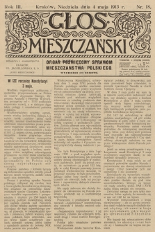 Glos Mieszczański : organ poświęcony sprawom mieszczaństwa polskiego. R. 3, 1913, nr 18