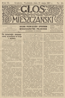 Glos Mieszczański : organ poświęcony sprawom mieszczaństwa polskiego. R. 3, 1913, nr 20