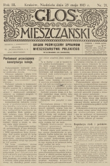 Glos Mieszczański : organ poświęcony sprawom mieszczaństwa polskiego. R. 3, 1913, nr 21