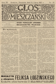 Glos Mieszczański : organ poświęcony sprawom mieszczaństwa polskiego. R. 3, 1913, nr 27