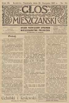 Glos Mieszczański : organ poświęcony sprawom mieszczaństwa polskiego. R. 3, 1913, nr 32