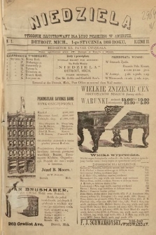 Niedziela : tygodnik ilustrowany dla ludu polskiego w Ameryce. 1893, nr 1