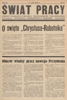 Świat Pracy : organ Polskiego Związku Zawodowego Pracowników Fizycznych i Umysłowych w Krakowie. R. 3. 1939, nr 8