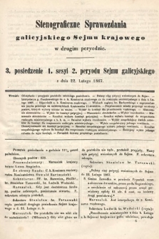 [Kadencja II, sesja I, pos. 3] Stenograficzne Sprawozdania Galicyjskiego Sejmu Krajowego w Drugim Peryodzie. 3. Posiedzenie 1. Sesyi 2. Peryodu Sejmu Galicyjskiego