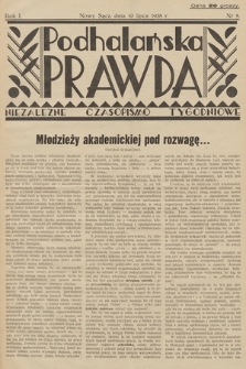 Podhalańska Prawda : niezależne czasopismo tygodniowe. R. 1. 1938, nr 5