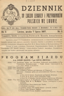 Dziennik XV Zjazdu Lekarzy i Przyrodników Polskich. 1937, nr 5