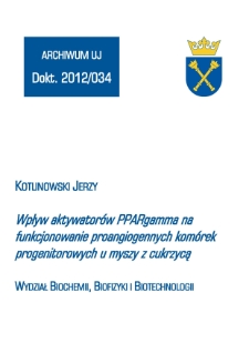 Wpływ aktywatorów PPARgamma na funkcjonowanie proangiogennych komórek progenitorowych u myszy z cukrzycą