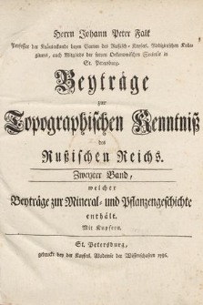 Herrn Johann Peter Falk [...] Beyträge zur Topographischen Kenntniß des Rußischen Reichs. Bd. 2-3