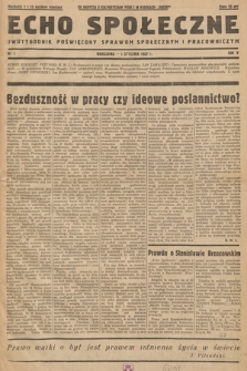 Echo Społeczne : dwutygodnik poświęcony sprawom społecznym i pracowniczym. R. 5. 1937, nr 1