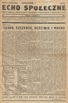 Echo Społeczne : dwutygodnik poświęcony sprawom społecznym i pracowniczym. R. 5. 1937, nr 4