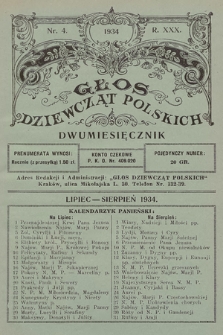 Głos Dziewcząt Polskich. R. 30. 1934, nr 4