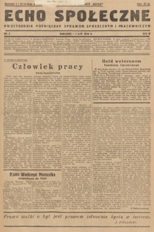 Echo Społeczne : dwutygodnik poświęcony sprawom społecznym i pracowniczym. R. 4. 1936, nr 3