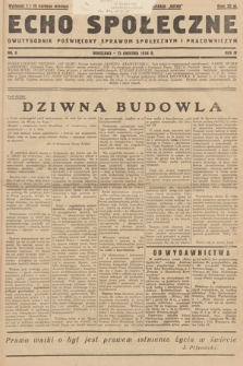 Echo Społeczne : dwutygodnik poświęcony sprawom społecznym i pracowniczym. R. 4. 1936, nr 8