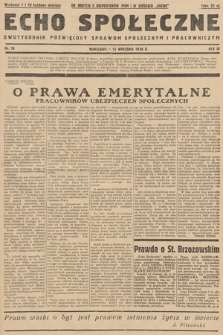 Echo Społeczne : dwutygodnik poświęcony sprawom społecznym i pracowniczym. R. 4. 1936, nr 18