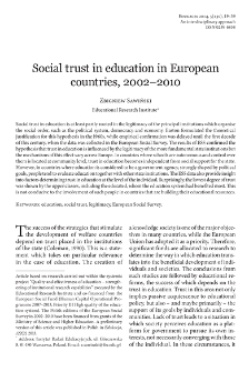 Social trust in education in European countries, 2002–2010