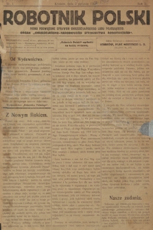 Robotnik Polski : pismo poświęcone sprawom chrześcijańskiego ludu pracującego. R. 2, 1919, nr 1