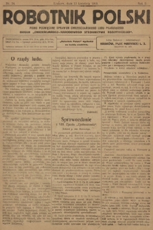 Robotnik Polski : pismo poświęcone sprawom chrześcijańskiego ludu pracującego. R. 2, 1919, nr 14