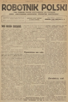 Robotnik Polski : pismo poświęcone sprawom chrześcijańskiego ludu pracującego. R. 2, 1919, nr 18