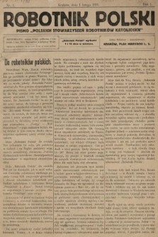 Robotnik Polski : pismo „Polskich Stowarzyszeń Robotników Katolickich”. R. 1, 1918, nr 1
