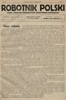 Robotnik Polski : pismo „Polskich Stowarzyszeń Robotników Katolickich”. R. 1, 1918, nr 2