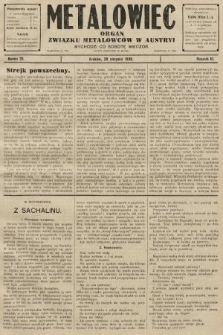 Metalowiec : organ Związku Metalowców w Austryi. R. 3. 1909, nr 35