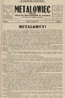 Metalowiec : organ Związku Metalowców w Austryi. R. 5. 1911, nr 23 (po konfiskacie)