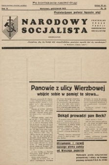Narodowy Socjalista : miesięcznik Centralny organ Partii Narodowych Socjalistów. 1935, nr 10 (po konfiskacie nakład drugi)