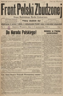 Front Polski Zbudzonej : organ Radykalnego Ruchu Uzdrowienia. 1933, nr 1