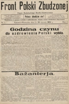 Front Polski Zbudzonej : organ Radykalnego Ruchu Uzdrowienia. 1934, nr 1