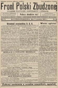 Front Polski Zbudzonej : tygodnik polityczny, gospodarczy i literacki. 1934, nr 22