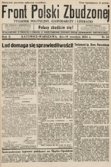 Front Polski Zbudzonej : tygodnik polityczny, gospodarczy i literacki. 1934, nr 24