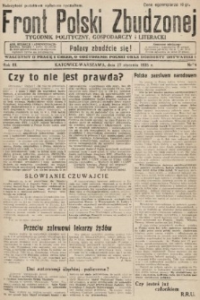 Front Polski Zbudzonej : tygodnik polityczny, gospodarczy i literacki. 1935, nr 4