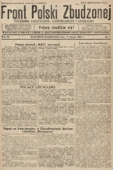 Front Polski Zbudzonej : tygodnik polityczny, gospodarczy i literacki. 1935, nr 7