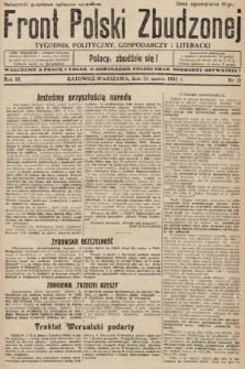 Front Polski Zbudzonej : tygodnik polityczny, gospodarczy i literacki. 1935, nr 12