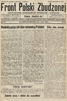 Front Polski Zbudzonej : dwutygodnik gospodarczy, społeczny i literacki. 1935, nr 24
