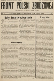 Front Polski Zbudzonej : dwutygodnik - pismo nowej Polski. 1938, nr 8